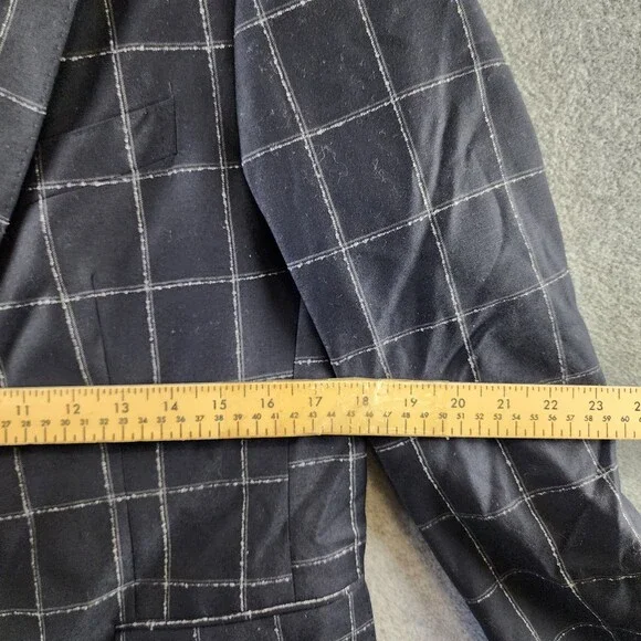Scotch & Soda Windowpane Check Wool Sportcoat Men's 38R Navy/Grey Front Button